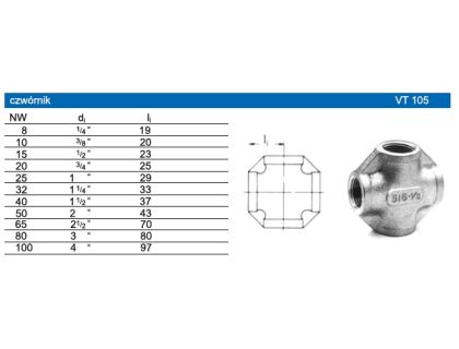 Czwórnik stal nierdzewna AISI 316 - VT105 - 2